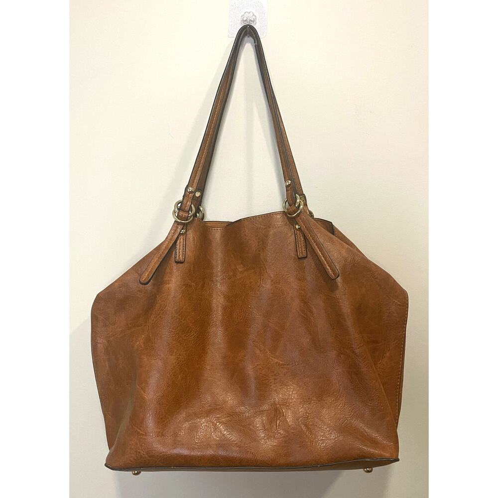 JEN & CO. Vegan Leather Tote Bag Over the Shoulder Iris Tote Inner Crossbody Bag